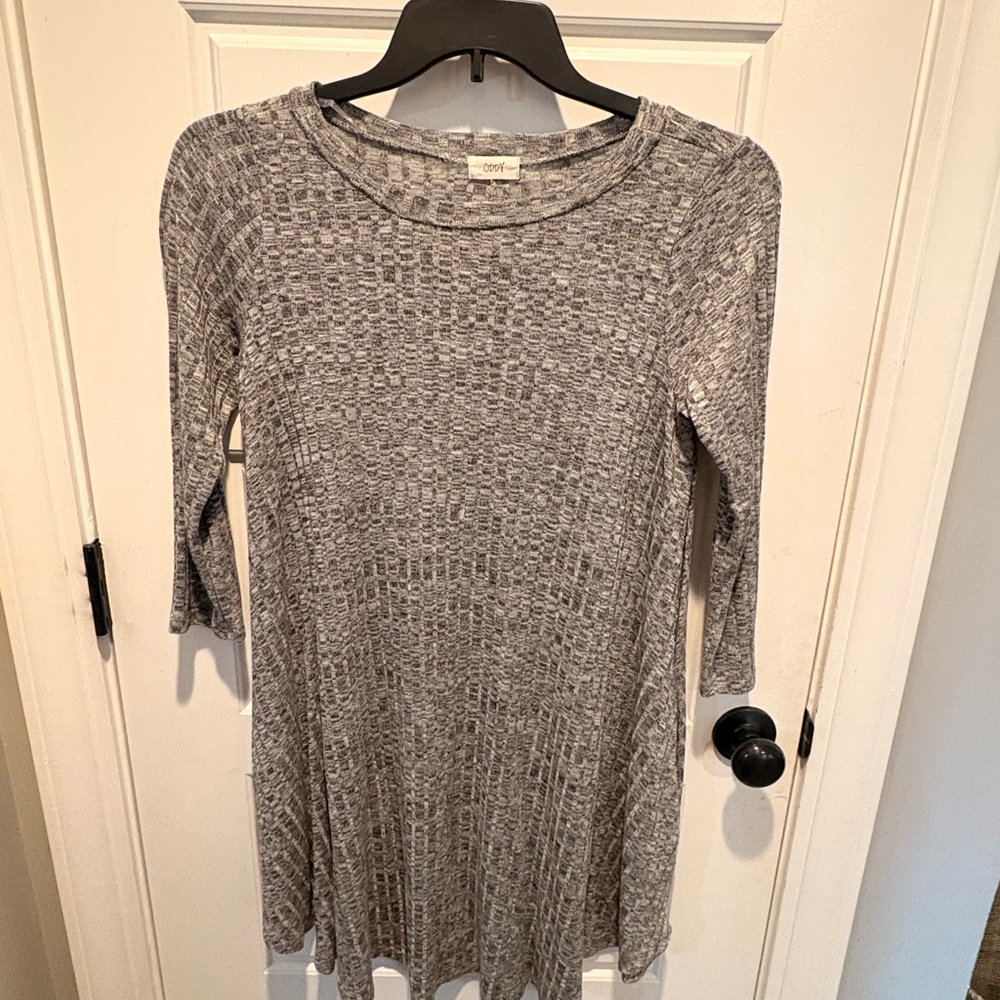 ODDY Gray Textured Midi Dress
